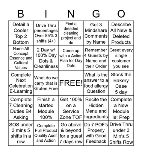 CAFE BINGO Card