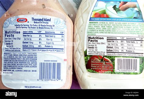 Food label on the side of products showing fat saturated fat Stock ...