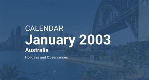 January 2003 Calendar – Australia