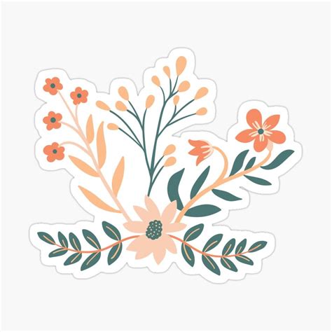 an orange and green floral sticker on a white background with the words, flowers