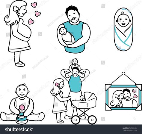 Family Six Cartoon Contour Drawings Vector Stock Vector (Royalty Free) 547032604 | Shutterstock