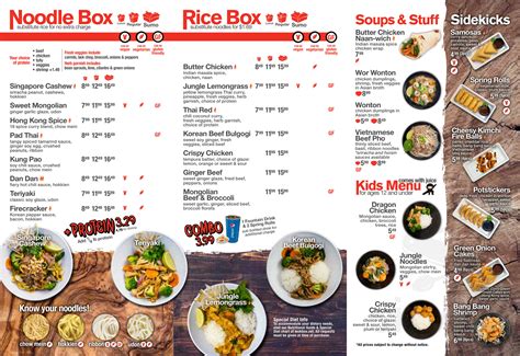 Wok Box menu in Abbotsford, British Columbia, Canada