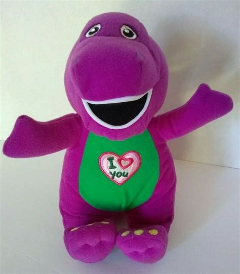 Singing Barney Plush Doll Toy Sings I Love You Heart Purple Dinosaur ...