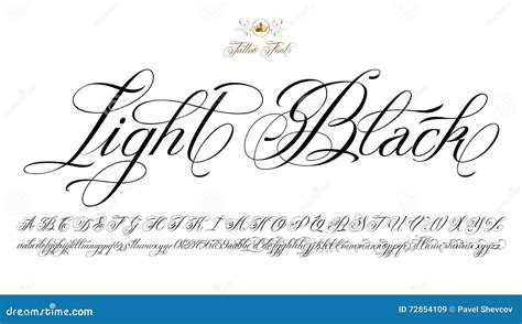 Light Black Tattoo Font stock vector. Illustration of font - 72854109