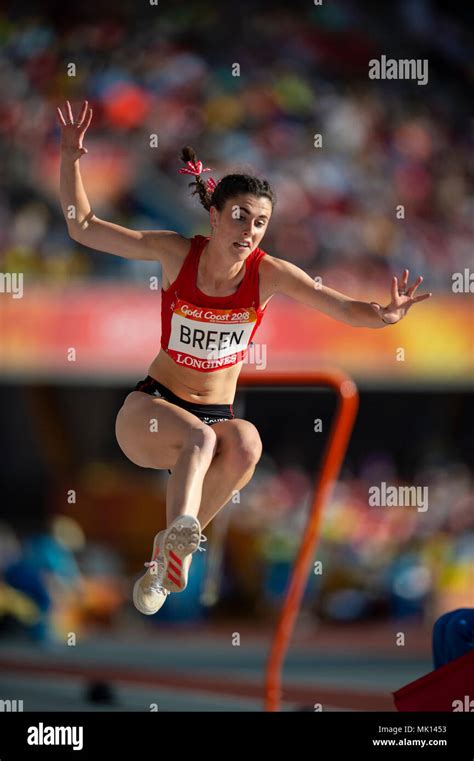 GOLD COAST, AUSTRALIA - APRIL 8: Olivia Breen of Wales competing in the Women's F38 Long Jump at ...