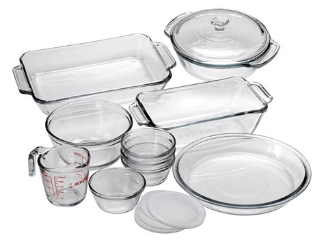 Anchor Hocking Oven Basics 15-Piece Glass Bakeware Set with Casserole Dish, Pie Plate, Measuring ...