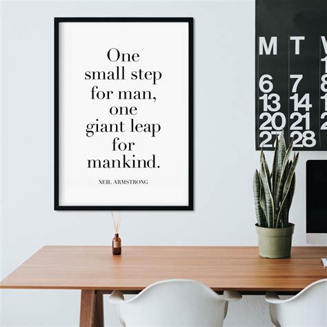 Neil Armstrong Quote One Small Step for Man, One Giant Leap for Mankind Inspirational Print ...