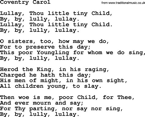 Catholic Hymns, Song: Coventry Carol - lyrics and PDF