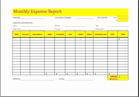 Simple Expense Report Template Beautiful Monthly Expense Report Template Download at | Report ...