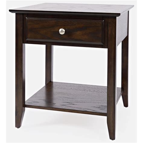 Espresso Dark Brown Wood End Table w/Drawer & Shelf at Futonland