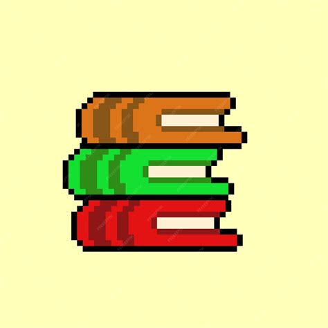 Premium Vector | Stack of books with pixel art style