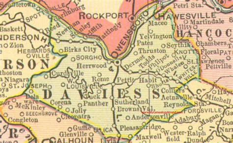 Daviess County, Kentucky 1905 Map Owensboro | Owensboro, Owensboro kentucky, Kentucky