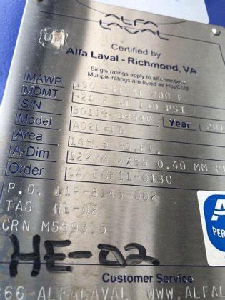 ALFA LAVAL PLATE HEAT EXCHANGER in Colorado, USA