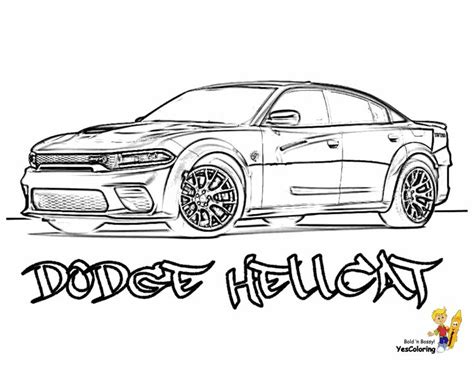 Dodge Charger Hellcat Coloring Page