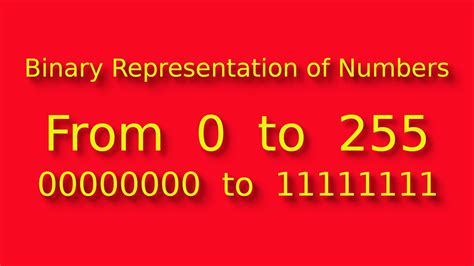 Binary Representation of Decimal Numbers - From 0 to 255 - YouTube