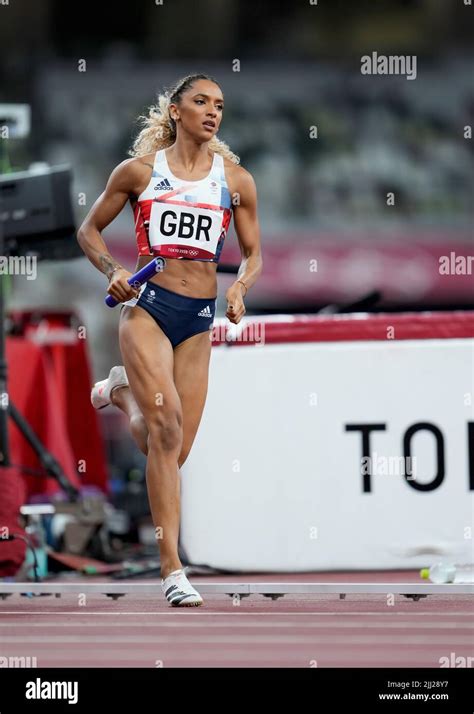 Laviai Nielsen participating in the 4x400 meter relay at the 2020 Tokyo ...