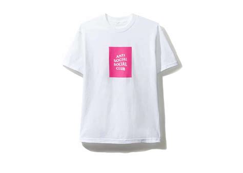 Buy Anti Social Social Club ASSC Neon Pink Box Logo White Tee Online in ...