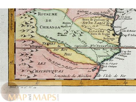 Zimbabwe antique map Africa, Mutapa Empire, Belin 1750 | MAPandMAPs