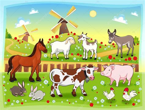 Farm animals with background Stock Vector by ©ddraw 13293666