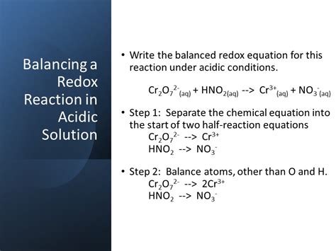 Balancing Redox Reactions Using Half Reactions Grade 12 Chemistry Power ...