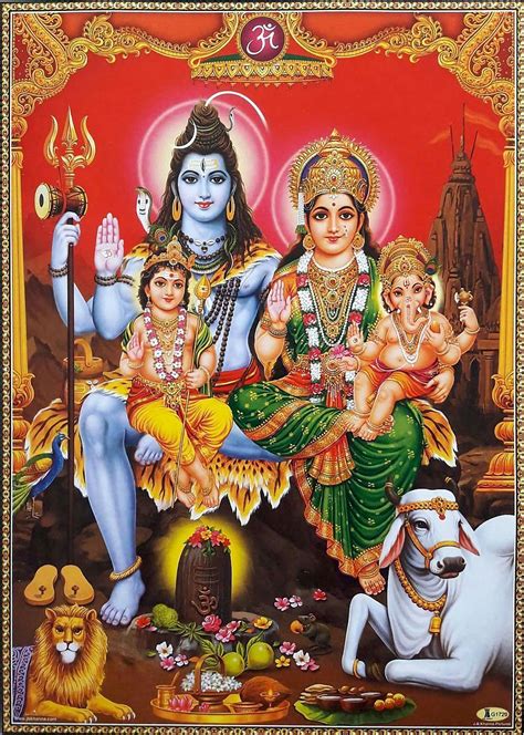 Shiva with His Family, Parvati Ganesha Murugan | Lord shiva family ...