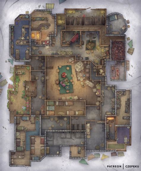 Thieves Guild Hideout [28x34] | Patreon | Fantasy city map, Dungeon ...