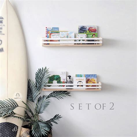 Set of 2 Wall Mounted Children's Room Bookshelves, Natural W - Inspire ...