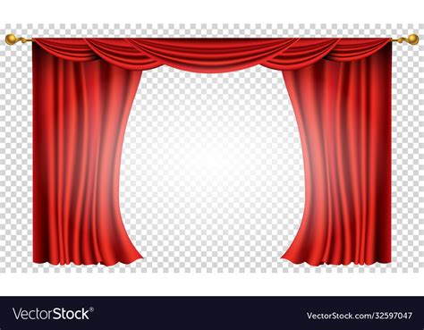 Red curtains realistic theater fabric silk Vector Image