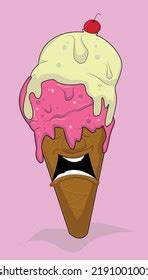 Melting Ice Cream Cartoon Chractor Sad Stock Vector (Royalty Free) 2191001001 | Shutterstock