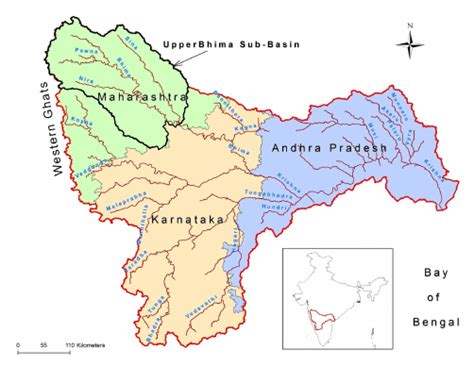 Location of the Upper Bhima sub-Basin within the Krishna River basin ...