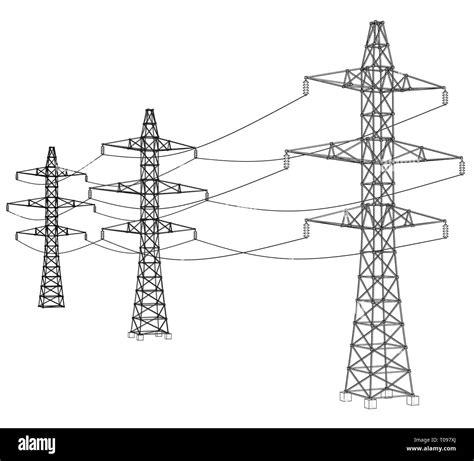 Electric pylons or electric towers concept. Vector Stock Vector Image ...