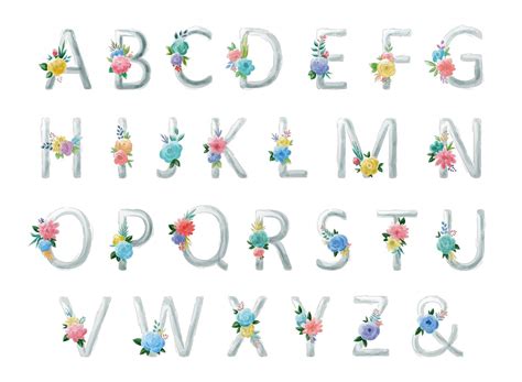 Premium Vector | Alphabet template with flower decoration