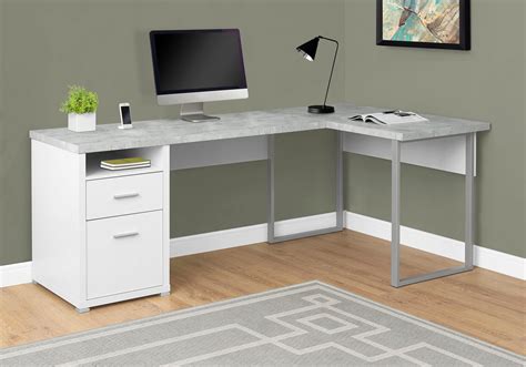 Versatile White & Cement 79" Corner Office Desk w/ Drawers - OfficeDesk.com
