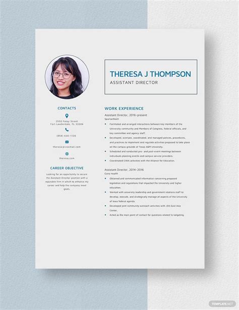 Assistant Director Resume Templates in Word - FREE Download | Template.net