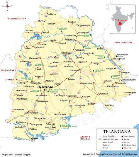 Telangana Map, Telangana State Map, Bhunaksha Telangana