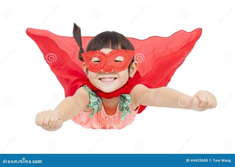 Superhero Girl Flying Isolated On White Background Stock Photo - Image: 44433608