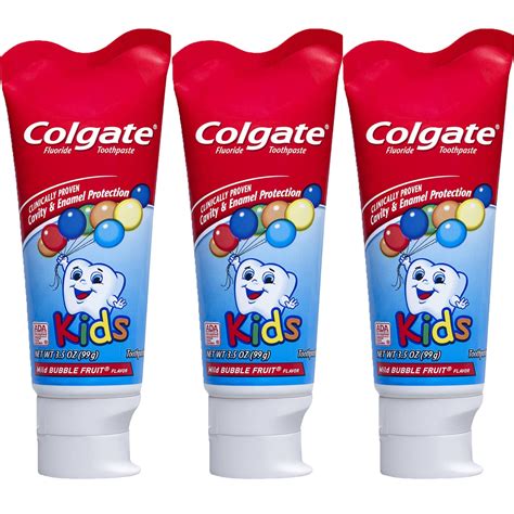 Colgate Kids Mild Bubble Fruit Flavor Toothpaste, 3.5oz each, 3 Pack - Walmart.com - Walmart.com