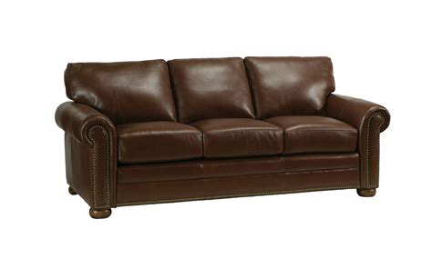 Brown Leather Sofa With Nailheads | Baci Living Room