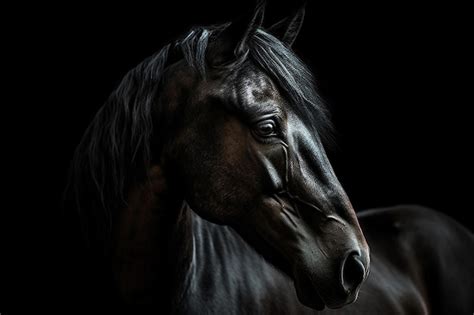 Premium AI Image | Portrait of a horse on a black background Studio shot