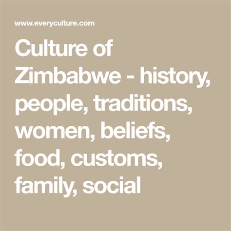 Culture of Zimbabwe - history, people, traditions, women, beliefs, food ...