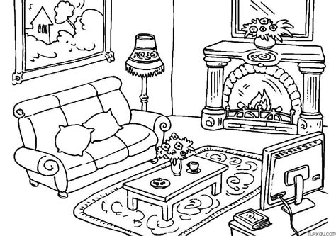 New Living Room Coloring Page » Turkau