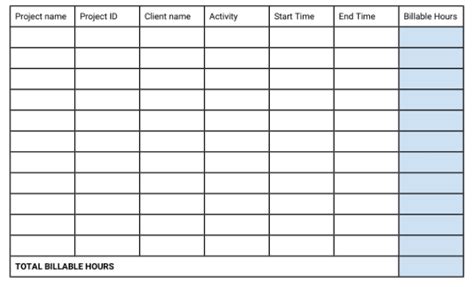 Billable Hours Timesheet Template Database