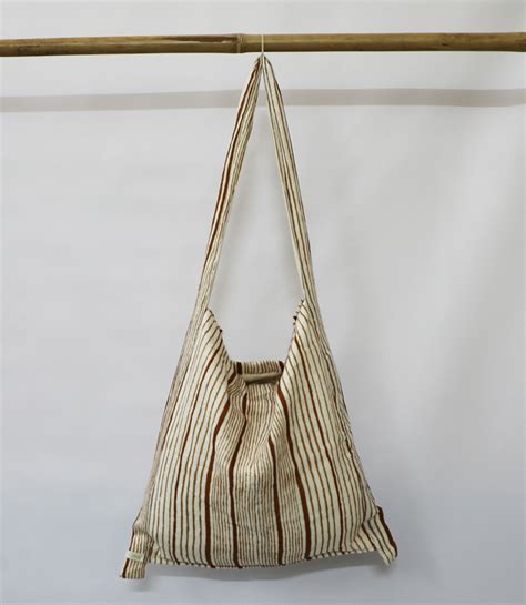 Jhola Bags in Brown stripes- Made in India • Vritti Designs