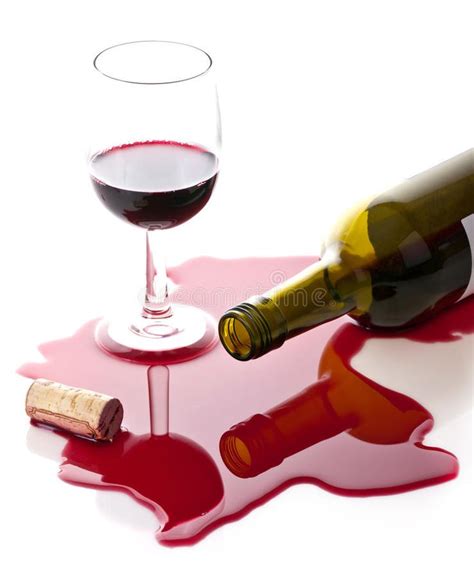 Red Wine Bottle and Glass on White Background