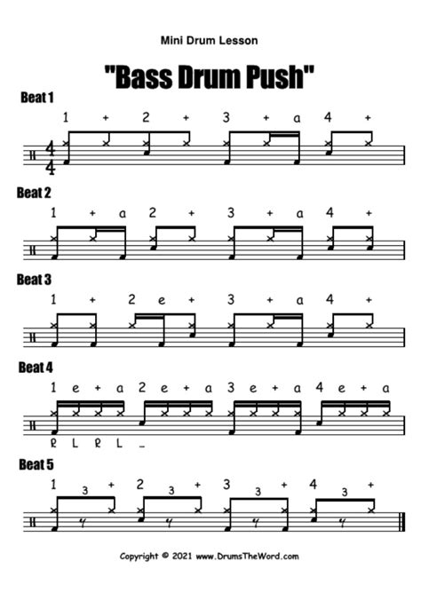 "Bass Drum Push" Free Beginner Video Drum Lesson & Sheet Music ...