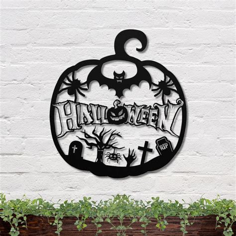 Halloween Pumpkin Metal Sign Spooky Spider RIP Sign Halloween Decoration For Home - Custom Laser ...