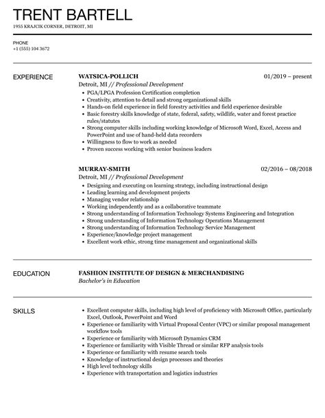 Professional Development Resume Samples | Velvet Jobs