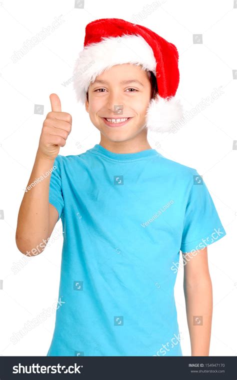 Little Kids Christmas Hats Isolated White Stock Photo 154947170 ...