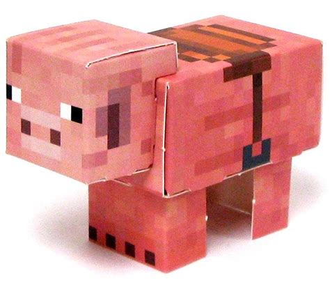 Minecraft Pig with Saddle Papercraft Single Piece Jazwares - ToyWiz