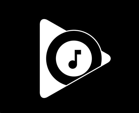 Google Play Music Logo Symbol White Design Mobile App Vector Illustration With Black Background ...